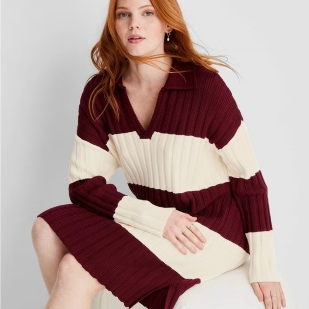 Future Collective Long Sleeve Rugby Mini Sweater Dress - NWOT